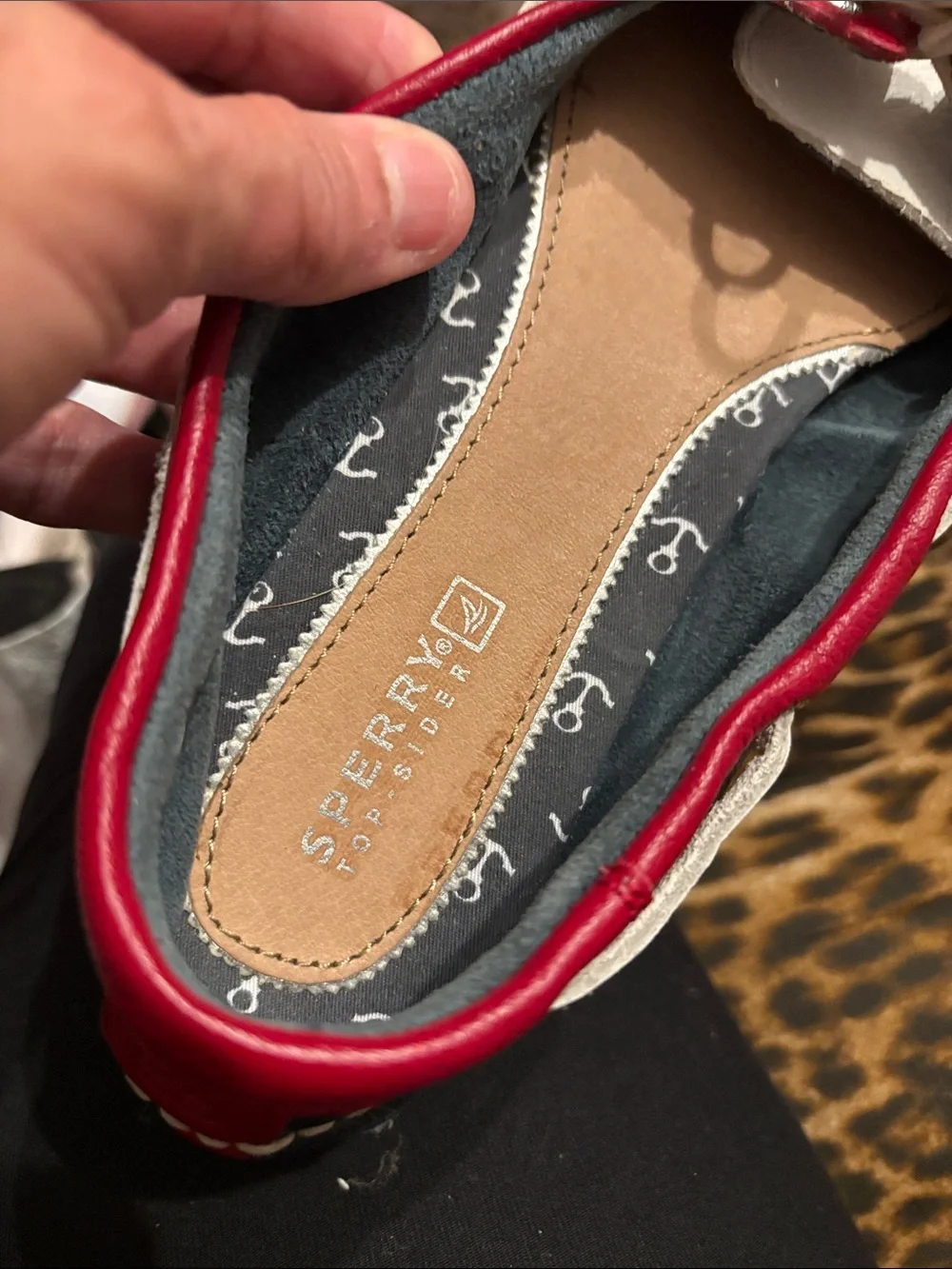 Sperry Red White and Navy Leather Women’s Boat Loafers (extra soft)